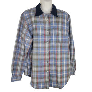 Vtg Cabin Creek Women’s Shirt Plaid Flannel Long Sleeve Button Down Large Blue